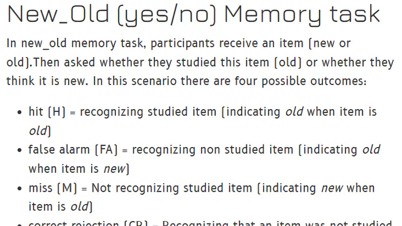 New Old Memory Task Data Analysis